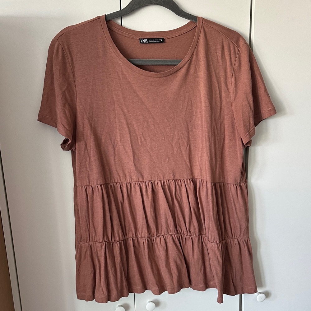 Zara Women's Rust Tiered Blouse